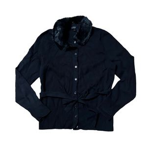 Talbots Black Button Up Sweater Size Large